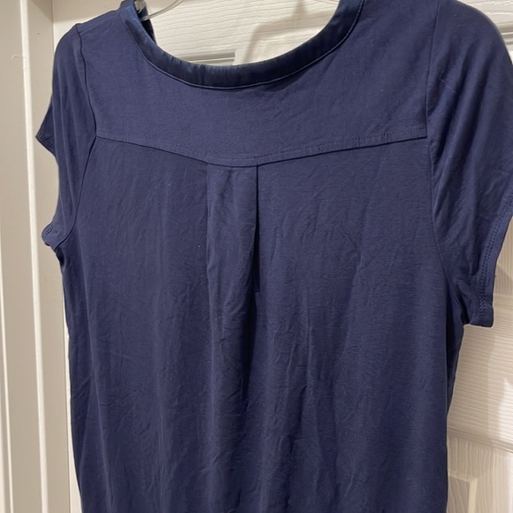 NWOT Alfani Hi-low navy blue short sleeved top - Picture 3 of 8